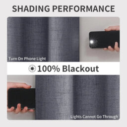 Ameha Heavy Linen 100%blackout Plain Curtain (135 Gsm) For Bedroom Energy Saving Window Pair Curtain Uk(Grey, 66''x90'') - thumbnail 7