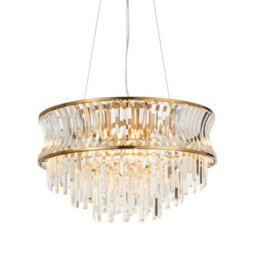 Luminosa Lighting Luminosa Vittoria Pendant Ceiling Light Warm Brass Plate, Crystal And Clear Glass - thumbnail 1