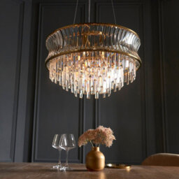 Luminosa Lighting Luminosa Vittoria Pendant Ceiling Light Warm Brass Plate, Crystal And Clear Glass - thumbnail 4