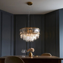 Luminosa Lighting Luminosa Vittoria Pendant Ceiling Light Warm Brass Plate, Crystal And Clear Glass - thumbnail 3