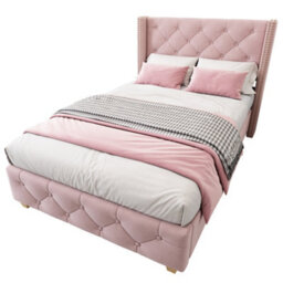 Matteo Luxury Pink Velvet 3Ft Single Upholstered Bed Frame With Button Tufted Headboard & Rivet Detail - Slatted - thumbnail 8