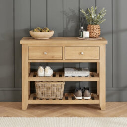 The Furniture Market Cheshire Whitewash Oak Small Console Table With Two Drawers - thumbnail 2