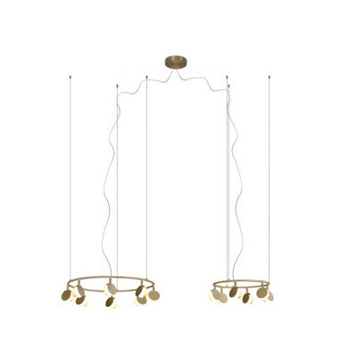 Luminosa Lighting Luminosa Shell 8+6 Light Pendant, Round, 70W Led, 3000K, 3710Lm, Gold, 3Yrs Warranty - image 1