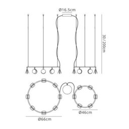 Luminosa Lighting Luminosa Shell 8+6 Light Pendant, Round, 70W Led, 3000K, 3710Lm, Gold, 3Yrs Warranty - thumbnail 6