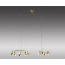 Luminosa Lighting Luminosa Shell 8+6 Light Pendant, Round, 70W Led, 3000K, 3710Lm, Gold, 3Yrs Warranty - thumbnail 2