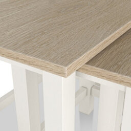 Farro Coconut White Nest Of Tables With Washed Oak Top - Fully Assembled By Roseland Furniture - thumbnail 5