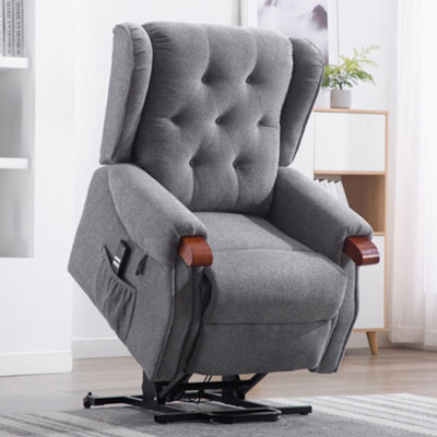 More4Homes Harrogate Dual Motor Electric Rise Recliner Fabric Armchair Lift Riser Chair (Grey) - image 1