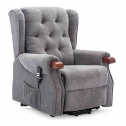 More4Homes Harrogate Dual Motor Electric Rise Recliner Fabric Armchair Lift Riser Chair (Grey) - thumbnail 2