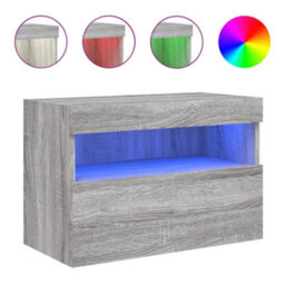 Berkfield Durable Tv Wall Cabinet With Led Lights Grey Sonoma 60X30X40 Cm - thumbnail 1