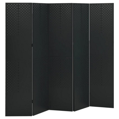 Vidaxl 5-Panel Room Divider Black 200X180 Cm Steel Room Dividers - image 1
