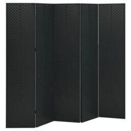 Vidaxl 5-Panel Room Divider Black 200X180 Cm Steel Room Dividers