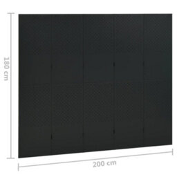 Vidaxl 5-Panel Room Divider Black 200X180 Cm Steel Room Dividers - thumbnail 6