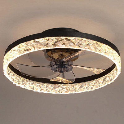 50Cm Black Ceiling Fan With Dimmable Led Light, 6 Speeds, Timer, Remote Control, Quiet, For Bedroom, Living Room, Modern Style