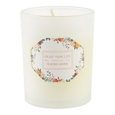 Living And Home Long-Lasting English Pear And Freesia Scented Natural Soy Wax Candle In White Glass Jar - image 1