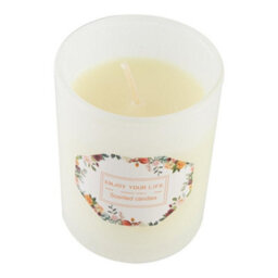 Living And Home Long-Lasting English Pear And Freesia Scented Natural Soy Wax Candle In White Glass Jar - thumbnail 4