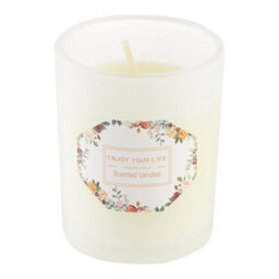 Living And Home Long-Lasting English Pear And Freesia Scented Natural Soy Wax Candle In White Glass Jar - thumbnail 3
