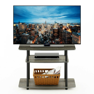 Walplus Furinno Turn-N-Tube No Tools 3-Tier Tv Stands, French Oak Grey/black - image 1