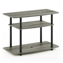 Walplus Furinno Turn-N-Tube No Tools 3-Tier Tv Stands, French Oak Grey/black - thumbnail 3