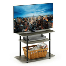 Walplus Furinno Turn-N-Tube No Tools 3-Tier Tv Stands, French Oak Grey/black - thumbnail 2