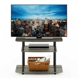 Walplus Furinno Turn-N-Tube No Tools 3-Tier Tv Stands, French Oak Grey/black - thumbnail 1