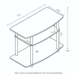 Walplus Furinno Turn-N-Tube No Tools 3-Tier Tv Stands, French Oak Grey/black - thumbnail 5