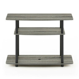 Walplus Furinno Turn-N-Tube No Tools 3-Tier Tv Stands, French Oak Grey/black - thumbnail 4