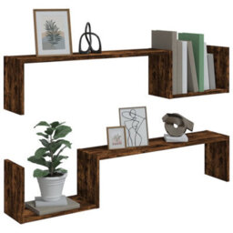 Vidaxl Wall Shelves 2 Pcs Smoked Oak 100X15X20 Cm Engineered Wood - thumbnail 4