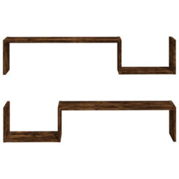 Vidaxl Wall Shelves 2 Pcs Smoked Oak 100X15X20 Cm Engineered Wood - thumbnail 5