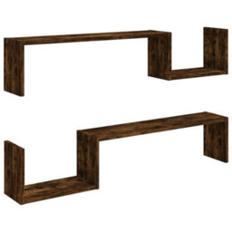 Vidaxl Wall Shelves 2 Pcs Smoked Oak 100X15X20 Cm Engineered Wood - thumbnail 1