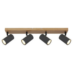 Luminosa Lighting Luminosa Robby Ceiling Spotlight Bar Wood Look 4X Gu10 - thumbnail 3