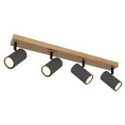 Luminosa Lighting Luminosa Robby Ceiling Spotlight Bar Wood Look 4X Gu10