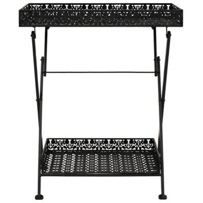Berkfield Versatile Folding Tea Table Vintage Style Metal 58X35X72 Cm Black - image 1