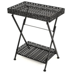 Berkfield Versatile Folding Tea Table Vintage Style Metal 58X35X72 Cm Black - thumbnail 2