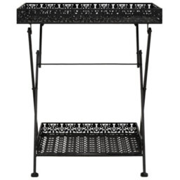 Berkfield Versatile Folding Tea Table Vintage Style Metal 58X35X72 Cm Black - thumbnail 1