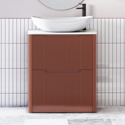 Royal Bathrooms Avenza 600mm Terracotta Clay Floor Standing Countertop Bathroom Vanity Unit 2 Drawer With Cesar Basin - image 1