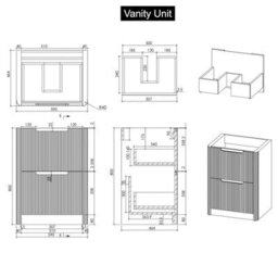 Royal Bathrooms Avenza 600mm Terracotta Clay Floor Standing Countertop Bathroom Vanity Unit 2 Drawer With Cesar Basin - thumbnail 8