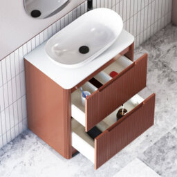 Royal Bathrooms Avenza 600mm Terracotta Clay Floor Standing Countertop Bathroom Vanity Unit 2 Drawer With Cesar Basin - thumbnail 5