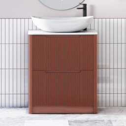 Royal Bathrooms Avenza 600mm Terracotta Clay Floor Standing Countertop Bathroom Vanity Unit 2 Drawer With Cesar Basin