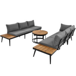 Btm 6-Seater Outdoor Garden Lounge Sofa Set, Galvanized Iron Frame, Indoor/outdoor Dining, 6-Piece - thumbnail 7