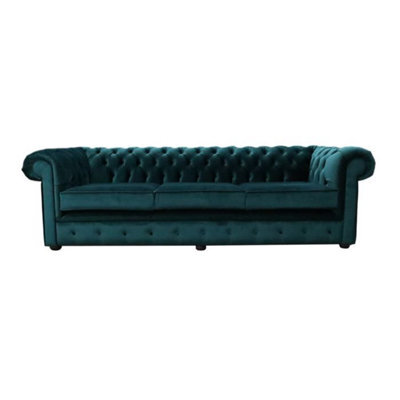 Chesterfield Thomas 5 Seater Sofa Settee Amalfi Forest Green Velvet Fabric In Classic Style - image 1