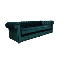 Chesterfield Thomas 5 Seater Sofa Settee Amalfi Forest Green Velvet Fabric In Classic Style - thumbnail 4