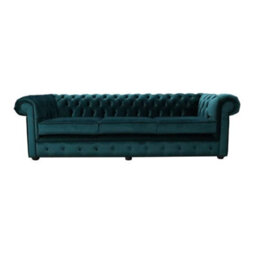 Chesterfield Thomas 5 Seater Sofa Settee Amalfi Forest Green Velvet Fabric In Classic Style - thumbnail 1