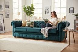 Chesterfield Thomas 5 Seater Sofa Settee Amalfi Forest Green Velvet Fabric In Classic Style - thumbnail 3