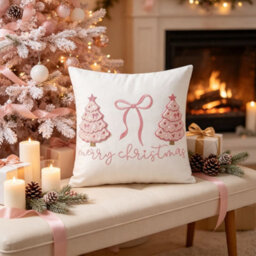 Amorly Embroidery Throw Pillow Cover, 45X45Cm Christmas Decorative Cushion Cover For Sofa Couch, No Pillow Insert - thumbnail 6