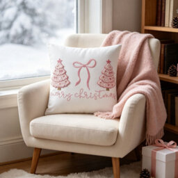 Amorly Embroidery Throw Pillow Cover, 45X45Cm Christmas Decorative Cushion Cover For Sofa Couch, No Pillow Insert - thumbnail 4