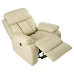 More4Homes Chester Electric Bonded Leather Automatic Recliner Armchair Sofa Home Lounge Chair (Cream) - thumbnail 5