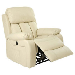 More4Homes Chester Electric Bonded Leather Automatic Recliner Armchair Sofa Home Lounge Chair (Cream) - thumbnail 4