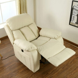 More4Homes Chester Electric Bonded Leather Automatic Recliner Armchair Sofa Home Lounge Chair (Cream) - thumbnail 7