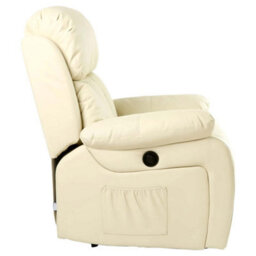 More4Homes Chester Electric Bonded Leather Automatic Recliner Armchair Sofa Home Lounge Chair (Cream) - thumbnail 6
