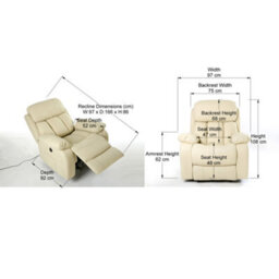 More4Homes Chester Electric Bonded Leather Automatic Recliner Armchair Sofa Home Lounge Chair (Cream) - thumbnail 9